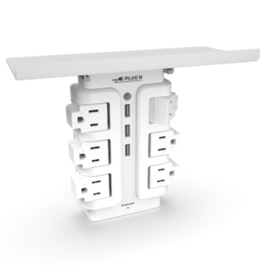 6 Rotating Outlets, 3 USB-A, Wall Surge Protector with Shelf